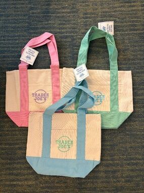Viral Brand new 3 Trader Joe’s Mini Tote Bags - Pastel Colors